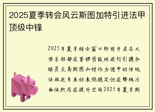 2025夏季转会风云斯图加特引进法甲顶级中锋